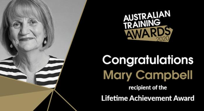 Image of Lifetime Achievement Awards recipient Mary Campbell on ATA branded background