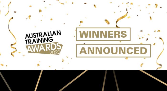 Australian Training Awards banner with text "winners announced"