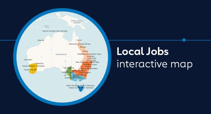 Local Jobs interactive map with map of Australia 