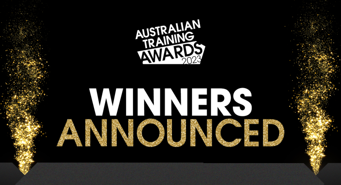 Gold sparkles against a black background with text in the middle that says "Winners announced".