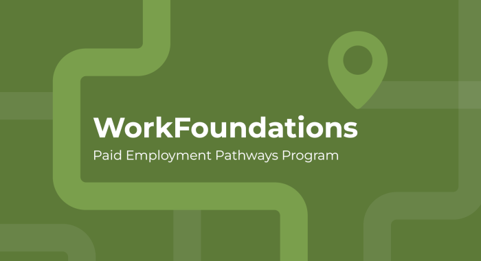 workFoundations lettering with a green background