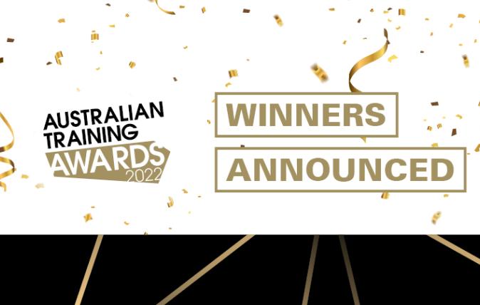 Australian Training Awards banner with text "winners announced"