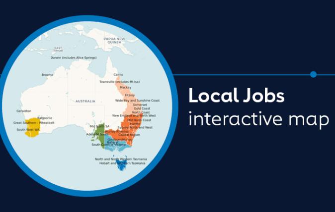 Local Jobs interactive map with map of Australia 