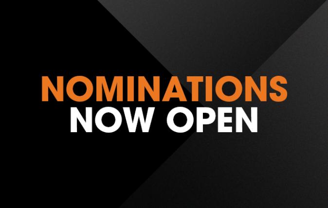 Black banner that says nominations now open