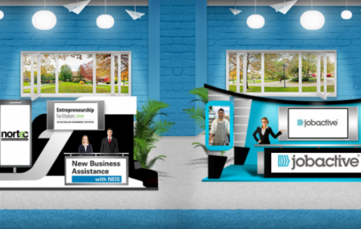 Picture of virtual booths that we available for attendees to visit at the Mid North Coast Job Fair