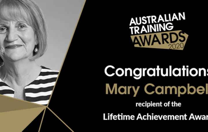 Image of Lifetime Achievement Awards recipient Mary Campbell on ATA branded background