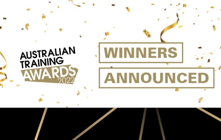 Australian Training Awards banner with text "winners announced"