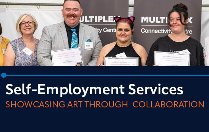 Self-Employment Services Collaboration through Art program participants and Entrepreneurship Facilitator Cheryl Royle
