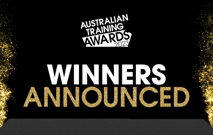 Gold sparkles against a black background with text in the middle that says "Winners announced".