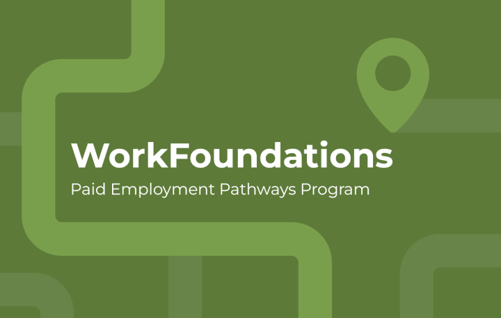 workFoundations lettering with a green background