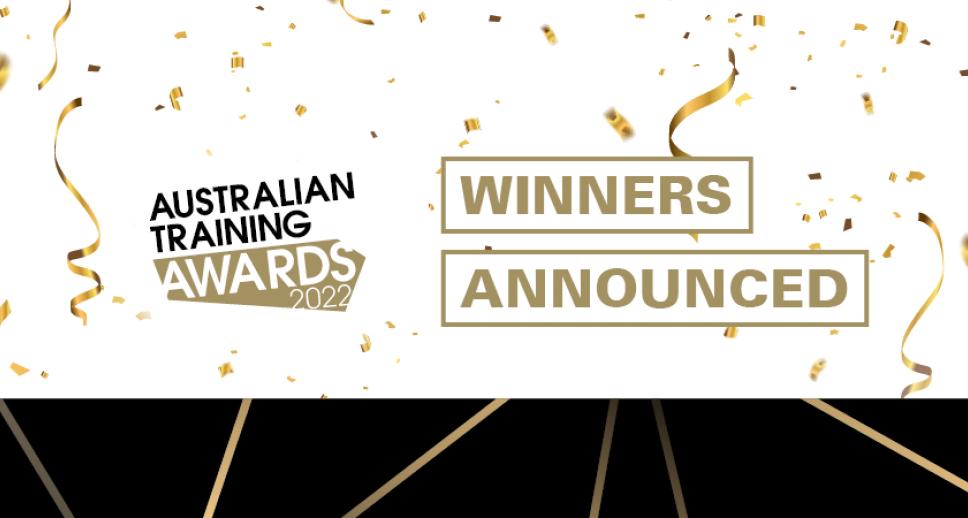 Australian Training Awards banner with text "winners announced"