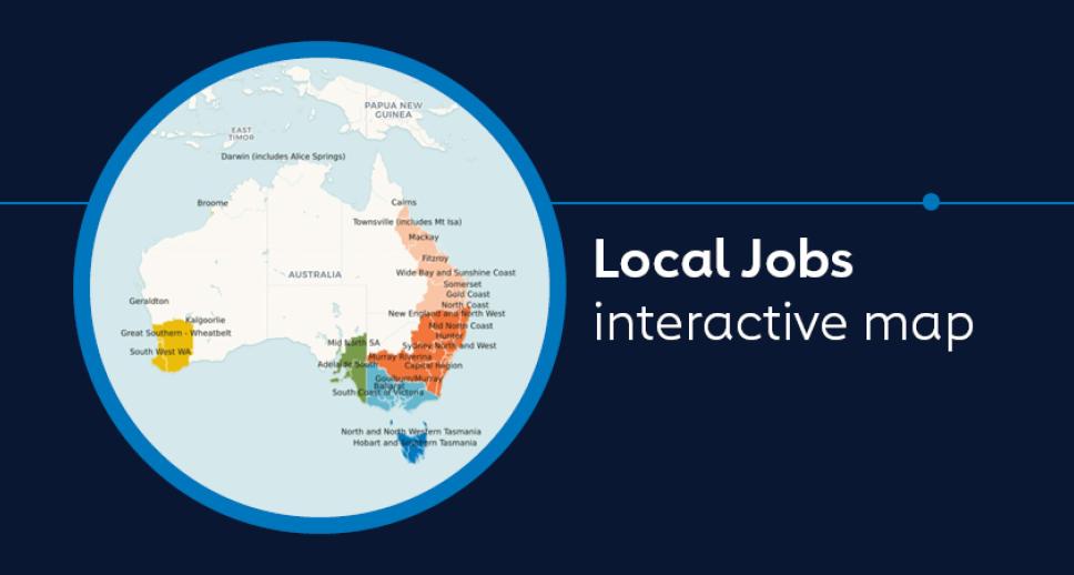 Local Jobs interactive map with map of Australia 
