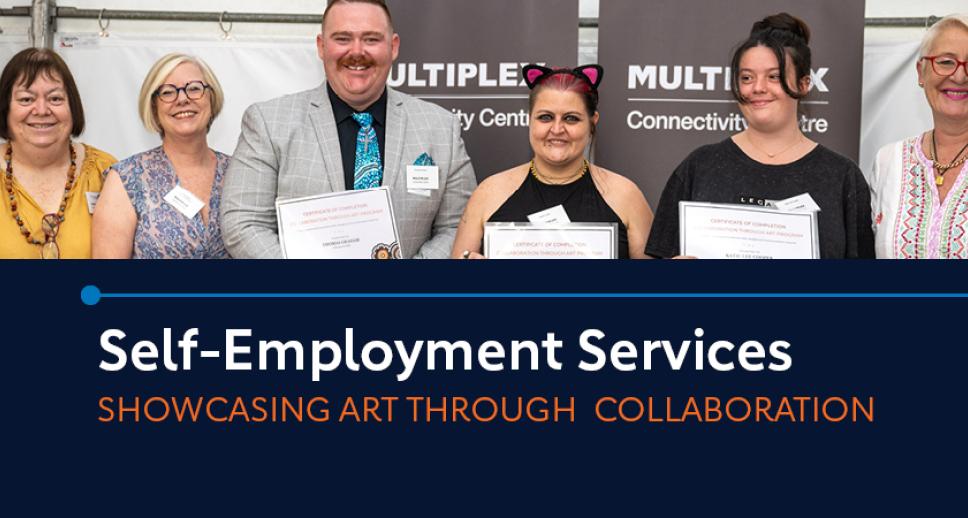 Self-Employment Services Collaboration through Art program participants and Entrepreneurship Facilitator Cheryl Royle.