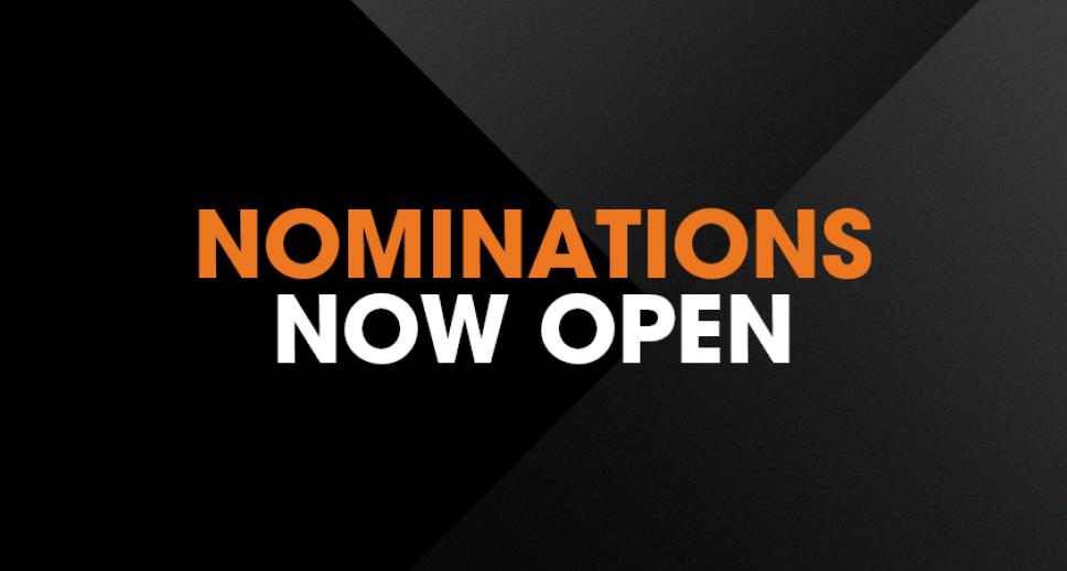 Black banner that says nominations now open