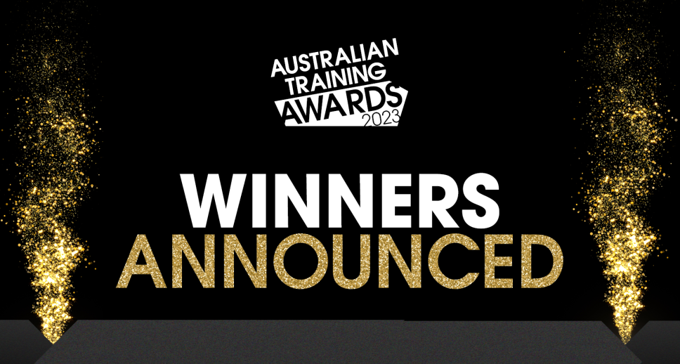 Gold sparkles against a black background with text in the middle that says "Winners announced".