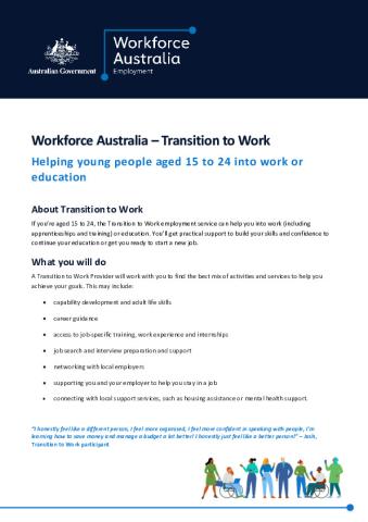 Fact sheet - Workforce Australia Transition to Work.pdf