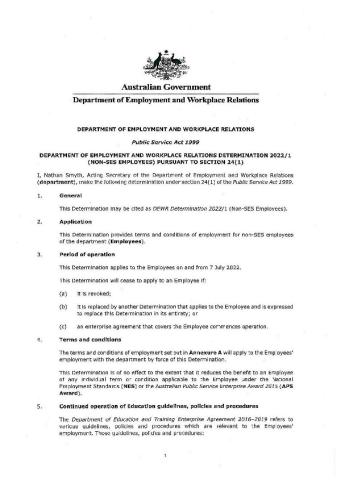 DEWR (Non-SES Employees) Section 24-1- Determination 2022-1.pdf