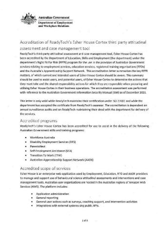 ReadyTech&#039;s Esher House Cortex Accreditation Report.pdf