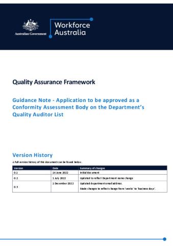 Guidance note - Application to be approved as a Conformity Assessment Body on the Department&#039;s Quality Auditor List.pdf