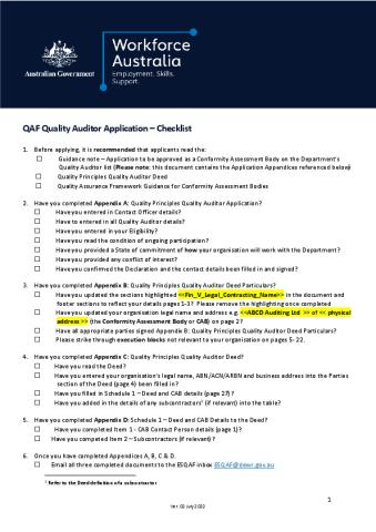 QAF Quality Auditor Application – Checklist.pdf