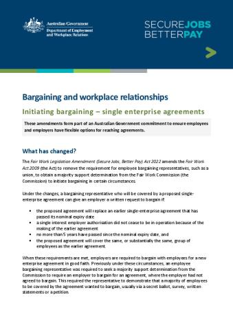 Bargaining - Initiating bargaining - single enterprise agreements.pdf