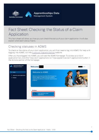 Fact Sheet - Checking the Status of a Claim Application - Public - V1.01.pdf