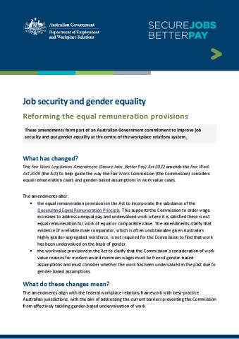Job security and gender equality - Reforming the equal remuneration provisions.pdf