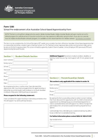 1285 - School Pre-endorsement Form - Mar 2023.pdf
