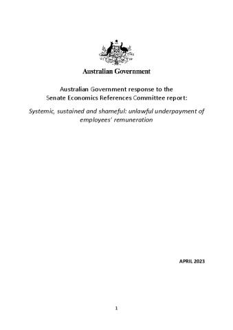 Government Response to the Senate Inquiry into Unlawful Underpayment.pdf