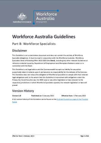 Workforce Australia Services Guidelines Part B Workforce Specialists Guideline.pdf