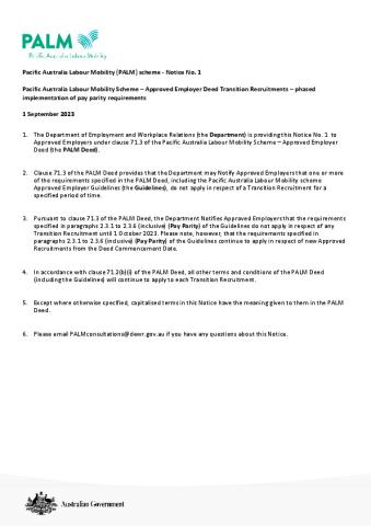PALM Notice No 1 - Phased implementation of Pay Parity requirements 010923.pdf