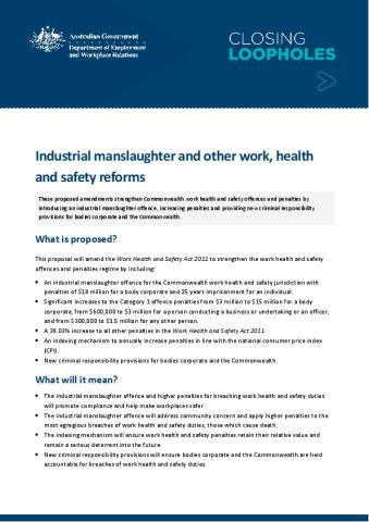 WHS Reforms including industrial manslaughter.pdf