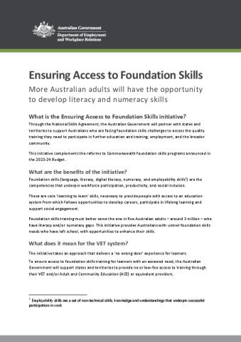 D23 4460445  231016 FINAL O CONNOR Fact Sheet_NSA - Foundation skills.pdf