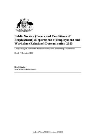 Public Service (Terms and Conditions of Employment) (Department of Employment and Workplace Relations) Determination 2023.pdf