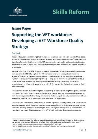 Issues Paper_Supporting the VET workforce.pdf