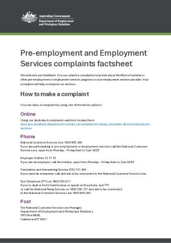 Pre-employment and Employment Services complaints factsheet_2.pdf