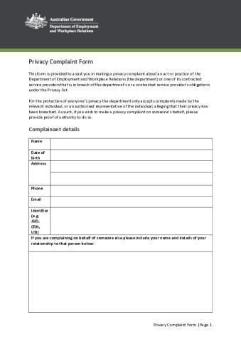 DEWR Privacy Complaints Form.pdf