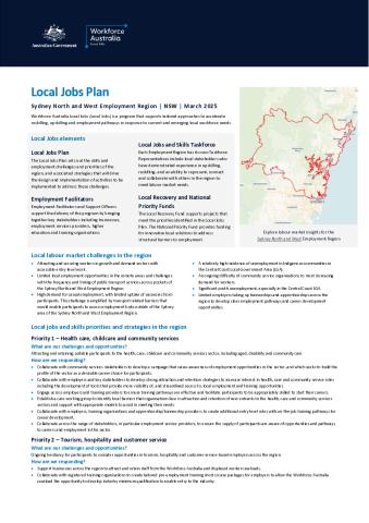Sydney North and West - Local Jobs Plan - March 2025 - FINAL.pdf