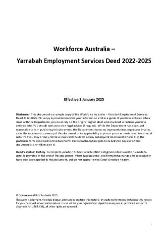 Workforce Australia - Yarrabah Employment Services Deed 2022-2025 inc GDV No 5 (effective 1 Jan 2025).pdf