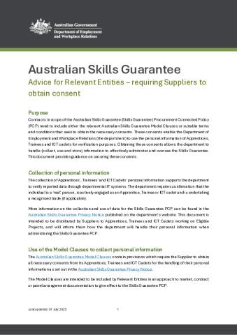 Advice for Relevant Entities - requiring Suppliers to obtain consent v1.2.pdf