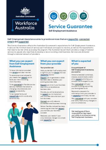 Self-Employment Assistance service guarantee (A4 PDF 155KB).pdf
