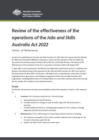 Terms of Reference - Jobs and Skills Australia Act 2022 Legislated Review.pdf