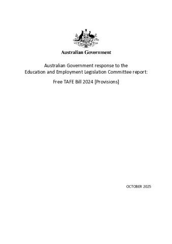 Australian Government Response - Free TAFE Bill 2024 [Provisions].pdf
