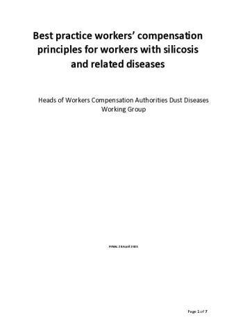 Best practice workers compensation principles for silicosis and related diseases.PDF