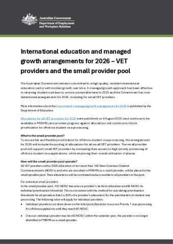 Factsheet - Managed Growth 2026 and VET Small Provider Pool.pdf