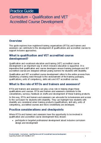 Practice Guide - Curriculum - Qualification and VET Accredited Course Development.pdf