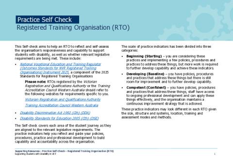 Supporting Resources - Practice Self-Check - Registered Training Organisation.pdf