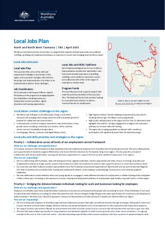 North and North Western Tasmania - Local Jobs Plan - April 2025 - FINAL.pdf