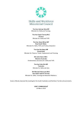 Skills and Workforce Ministerial Council Communiqué – 20 March 2026.pdf