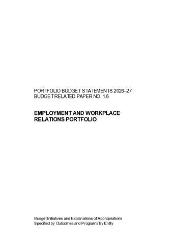 Portfolio Budget Statements 2026–27 Employment and Workplace Relations.pdf